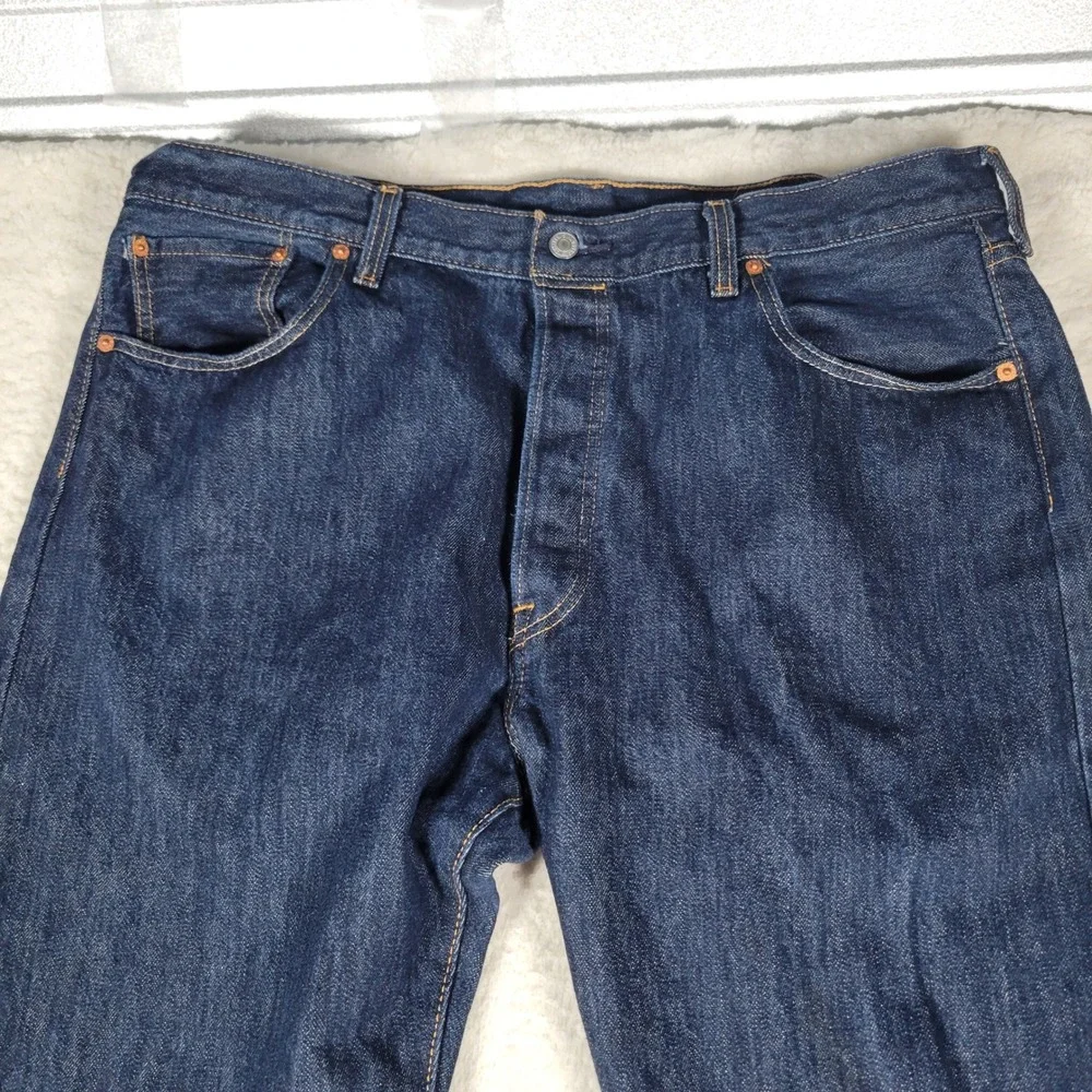 Levi's 501 Original Straight Leg Jeans Mens 40x30 Dark Indigo Blue Button Fly